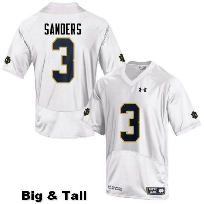 Notre Dame Fighting Irish Men's C.J. Sanders #3 White Under Armour Authentic Stitched Big & Tall College NCAA Football Jersey DED1199JO